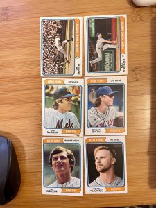 comparison of 1974 topps and 2023 topps heritage cards